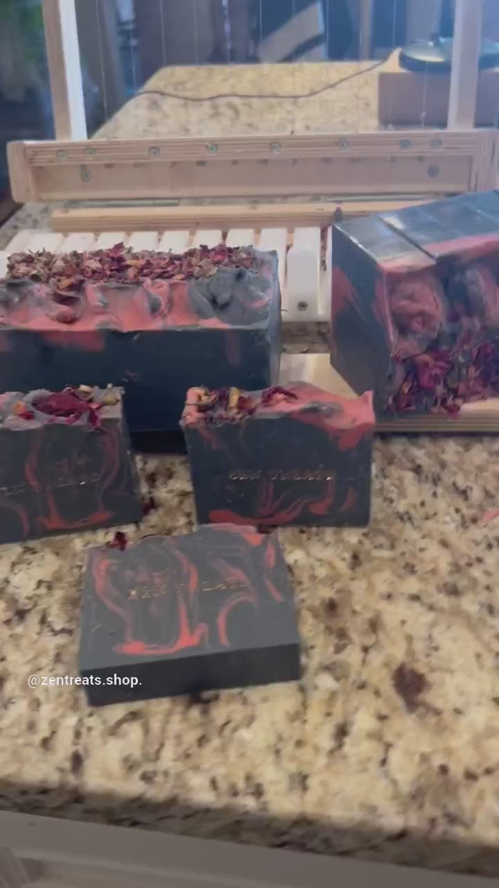 The cutting of Damascus Rose Soap.